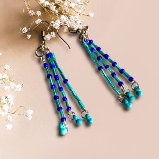 Minimal Blue Beads Earrings