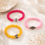 Royal Vintage Bracelet featuring glossy yellow, pink, and red beads with antique silver-toned decorative accents.