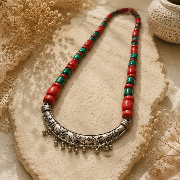 Srida-Aqua-Coral-Antique-Necklace-Set-1