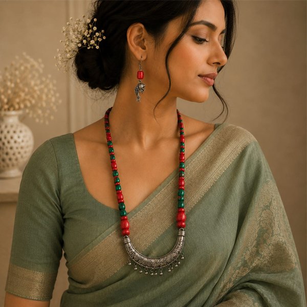 Srida-Aqua-Coral-Antique-Necklace-Set4