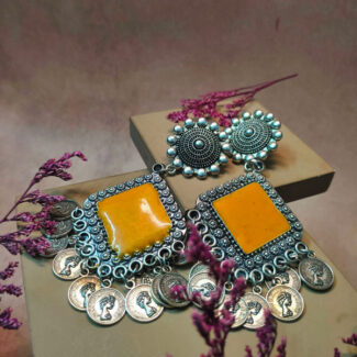 Yellow square Earrings