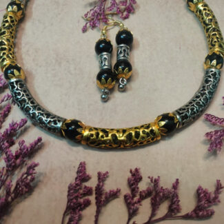 Minimal Oxidised Necklace Set