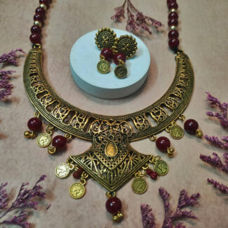 Beaded Oxidised Necklace Set