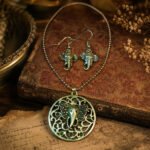 Timeless Ganesha Pendant Set with matching oxidised earrings featuring an intricately detailed Lord Ganesha motif in an antique silver finish.