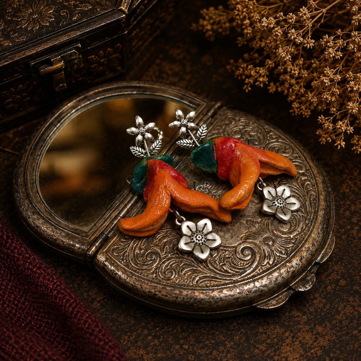 Blooming Palash Clay Earrings 2