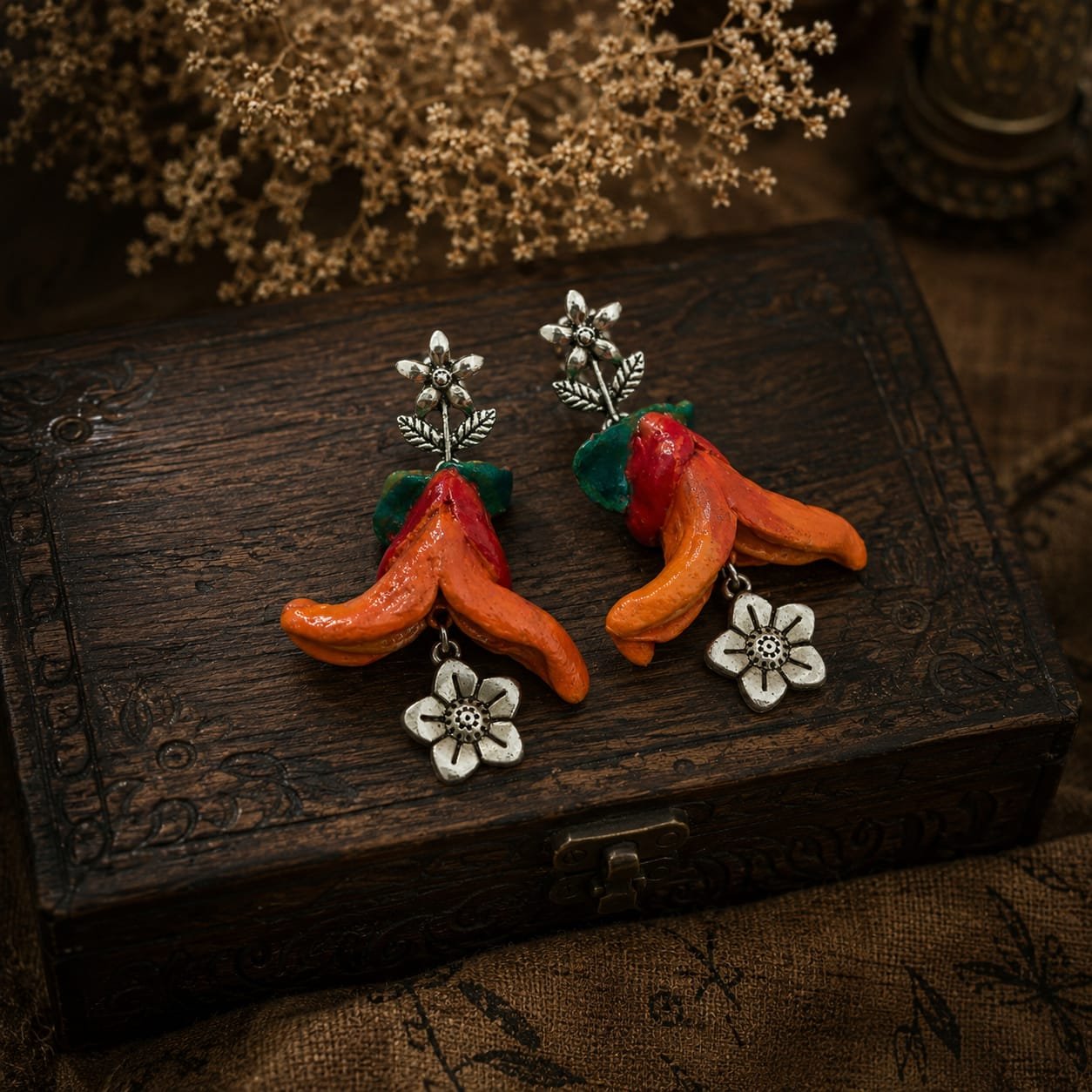 Blooming Palash Clay Earrings