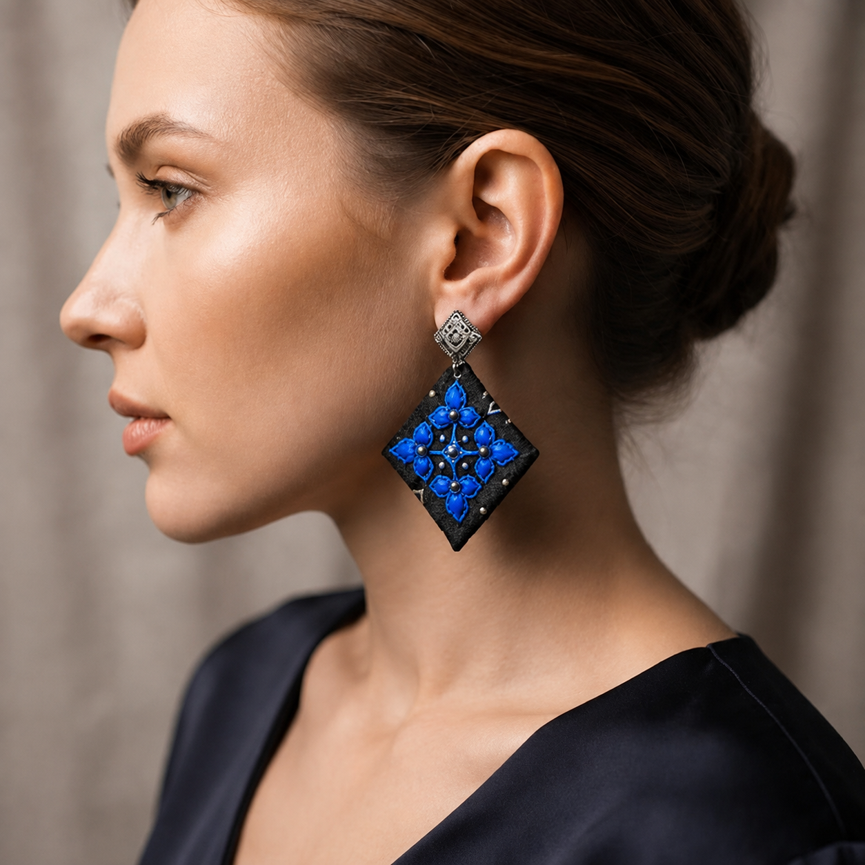 Midnight Petal Cloth Earrings